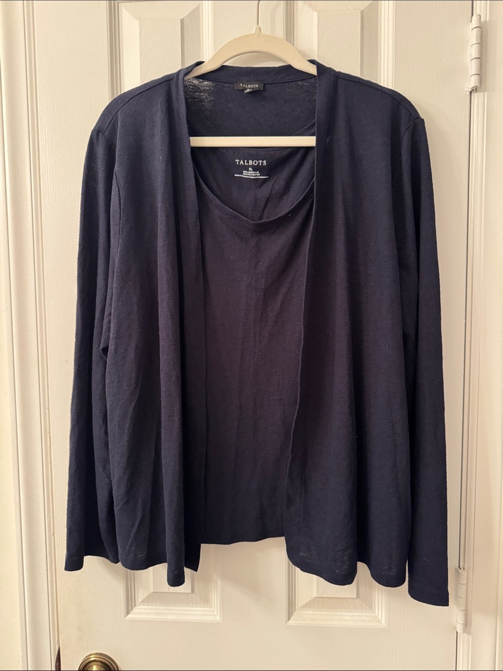 Talbots Navy Open-Front Cardigan and Shell Set